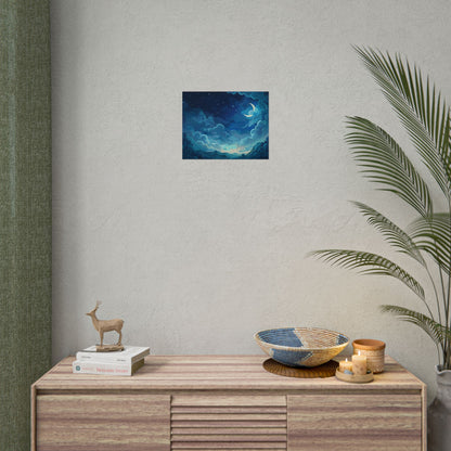 Whimsical Dreamy Night Sky: Bird in Flight Digital Art - Poster
