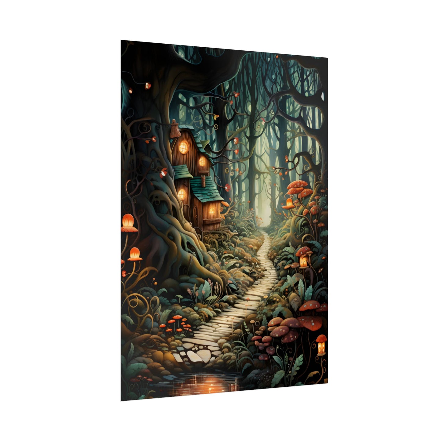 Whimsical Cartoon Forest Scene - Poster