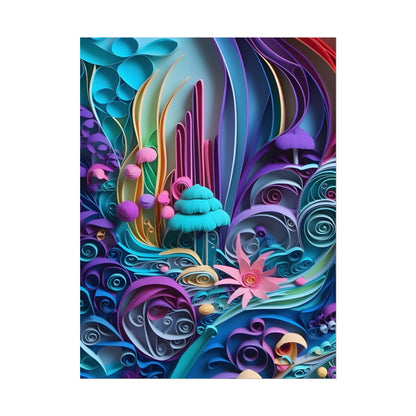 Vibrant Beach Landscape: Paper Quilling Artwork - Poster