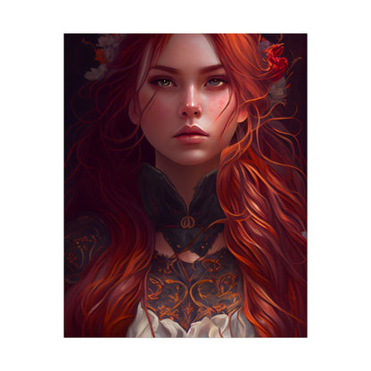 Redhead Female Portrait in a Dress - Poster