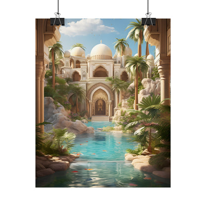 Serene Desert Oasis: Arabian Nights-Inspired Artwork - Poster