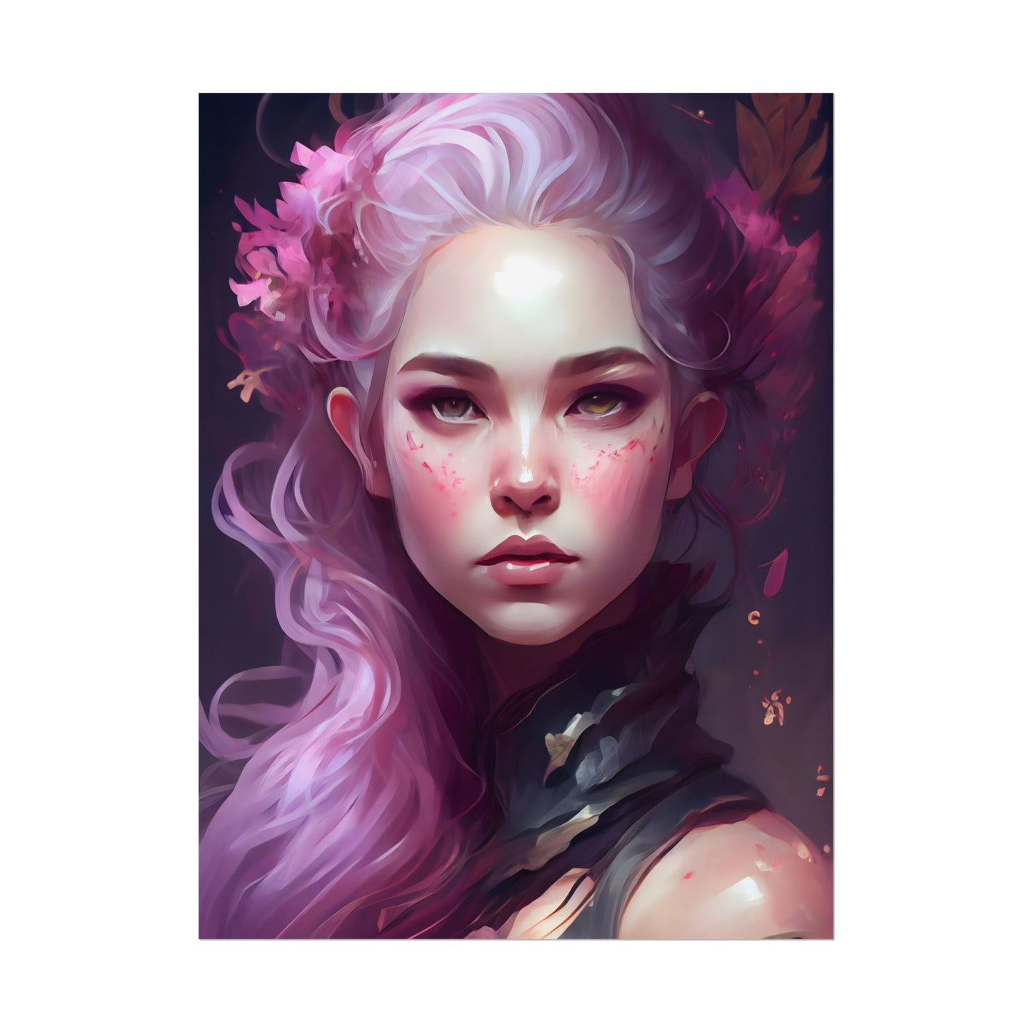 Astonishing Female Portrait with Pink Hair: Dre Artwork - Poster