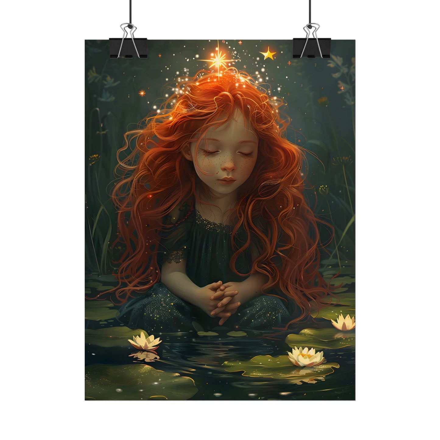 Sparkly Redhead Daydream: Young Girl Digital Art - Poster