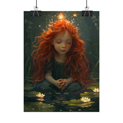 Sparkly Redhead Daydream: Young Girl Digital Art - Poster