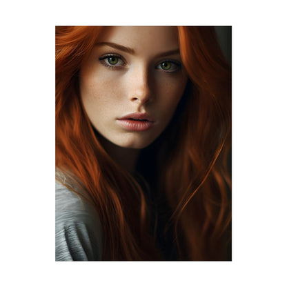 Redhead Woman in Nature: Candid Photo - Poster