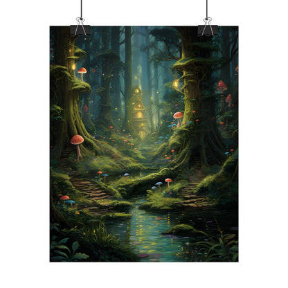 Enchanted Forest: Grimm's Fairy Tale Characters in Serene Woods - Poster