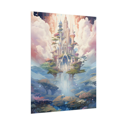 Surreal Floating City in Celestial Fantasy: A Dreamlike Digital Artwork - Poster