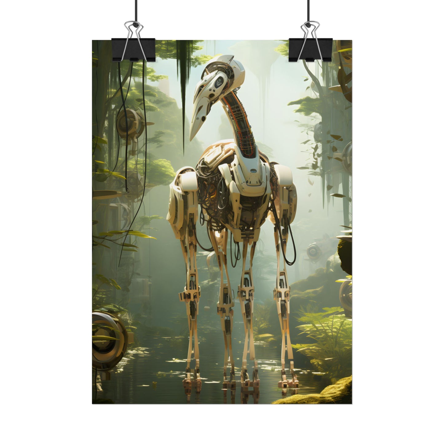 Robotic Guardians of Nature: Serene Wildlife Sanctuary Art - Poster