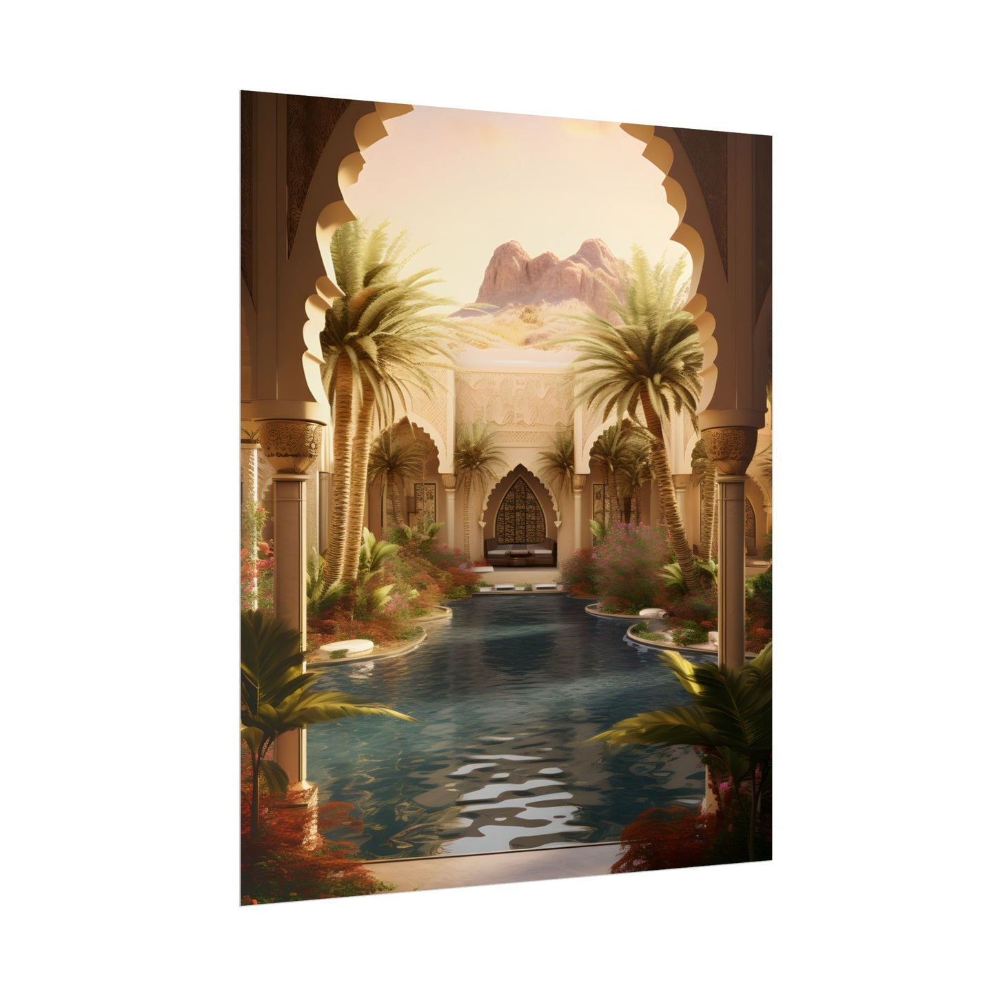Serene Desert Oasis Art: Arabian Nights-Inspired Print - Poster