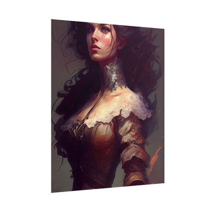 Lovely Brown Hair Portrait: Stunning Female Art - Poster