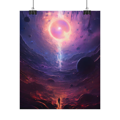 Black Hole Cosmic Odyssey: Dark Planet in Space Art - Poster