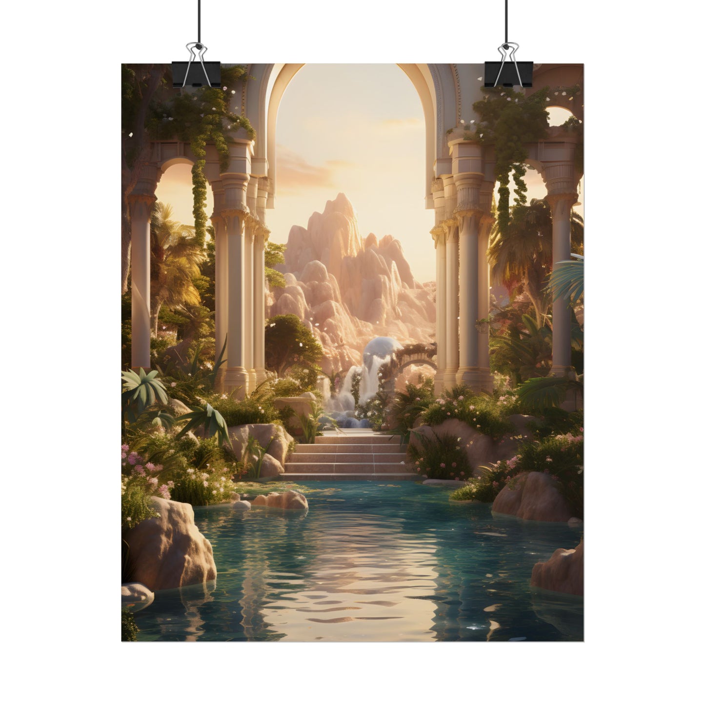 Desert Oasis: Arabian Nights-Inspired Artwork at Golden Hour - Poster