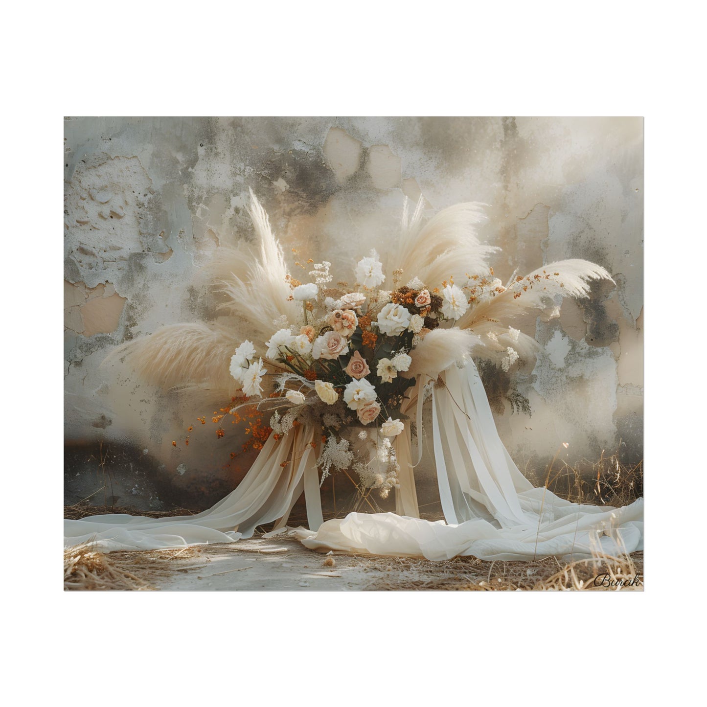 Whimsical Floral Bloom: Pampas Grass Artwork - Poster