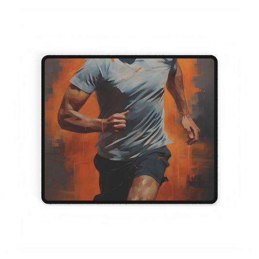 Dedicated Athle: Outdoor Fitness in Action - Artwork - Desk Mat