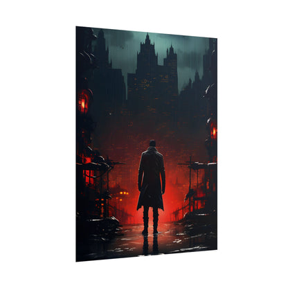 Urban Fantasy Detective: Cityscape at Dusk - Noir Artwork - Poster