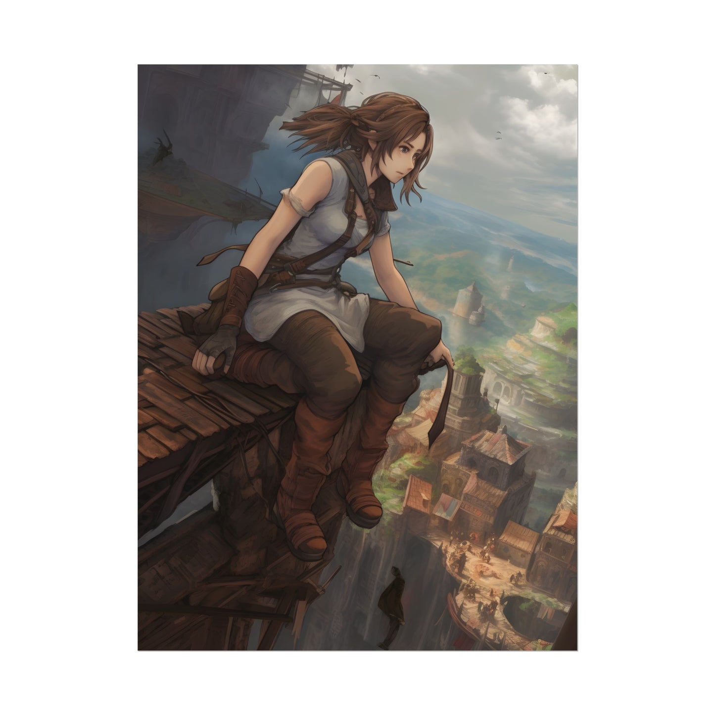 Dramatic Anime Birds Eye View: Dynamic Digital Art - Poster