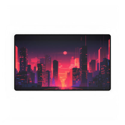 Cyberpunk Night City: Melancholic Digital Artwork - Desk Mat