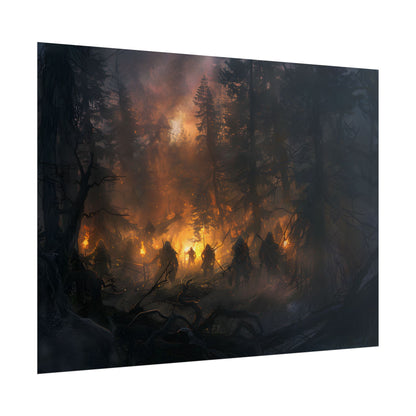 Tranquil Forest Sunset: People Connecting with Nature - Poster