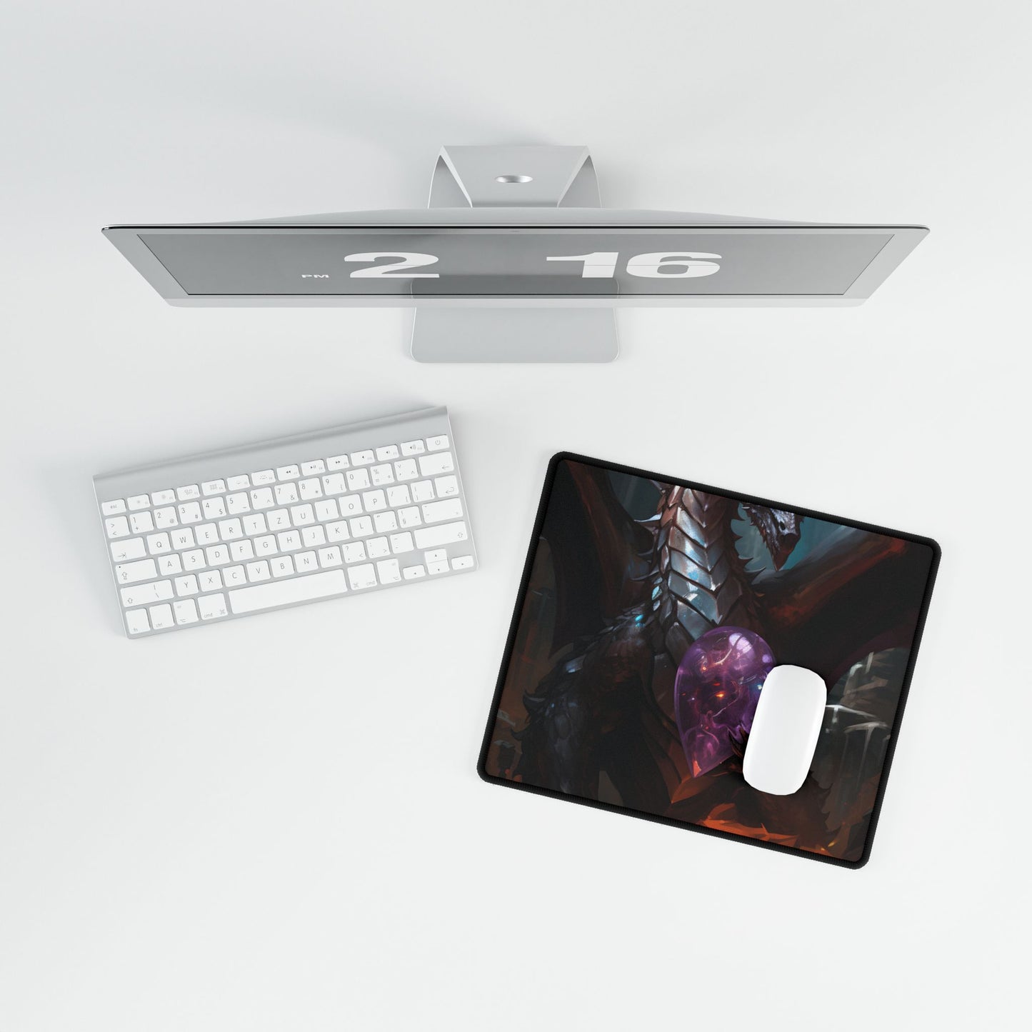 Ancient Fantasy Dragon Guarding Lair: Mythical Artwork - Desk Mat