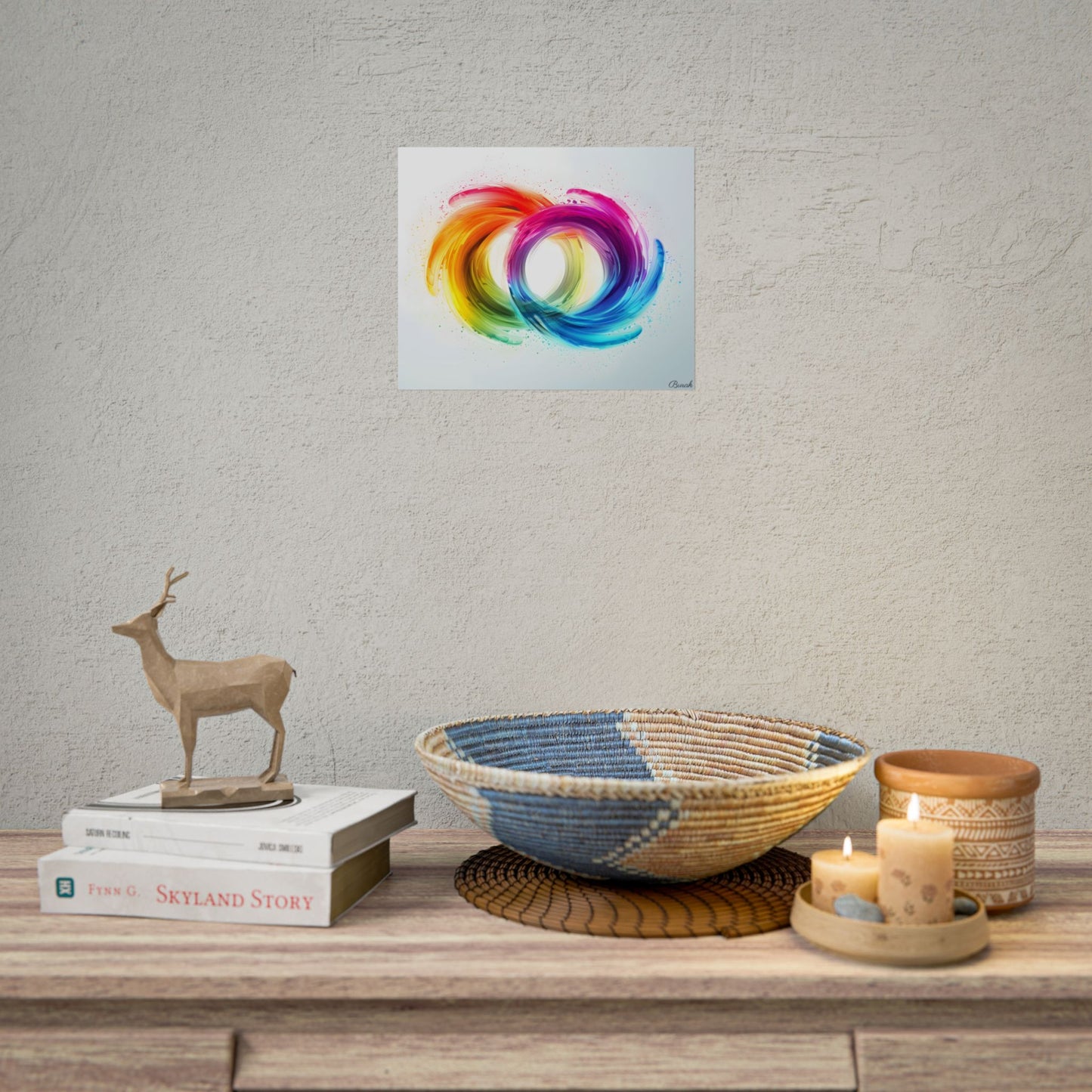 Swirling Colors: Gradient Artwork with Red, Blue, and Yellow Circles - Poster