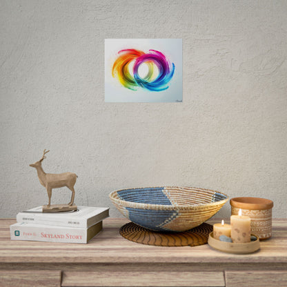 Swirling Colors: Gradient Artwork with Red, Blue, and Yellow Circles - Poster