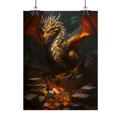 Ancient Fantasy Dragon Guard: Majestic Creature Art - Poster
