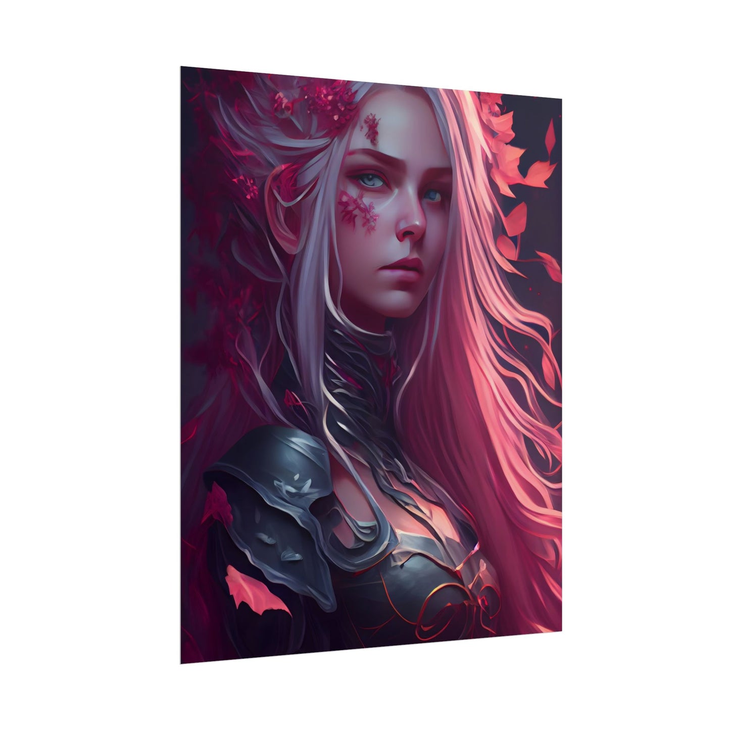 Astonishing Female Portrait with Pink Hair: Artistic Vision - Poster