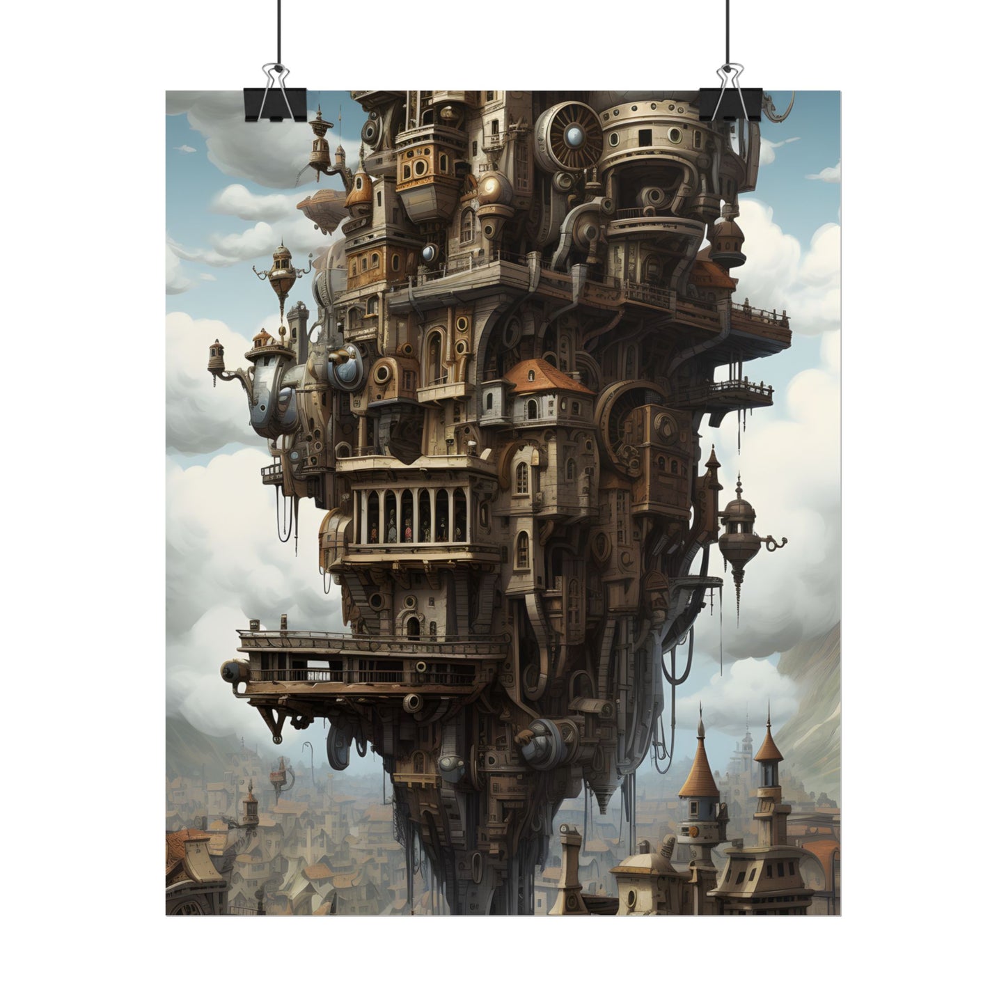 Steampunk Paris Cityscape: Colorful 19th Century Artwork - Poster