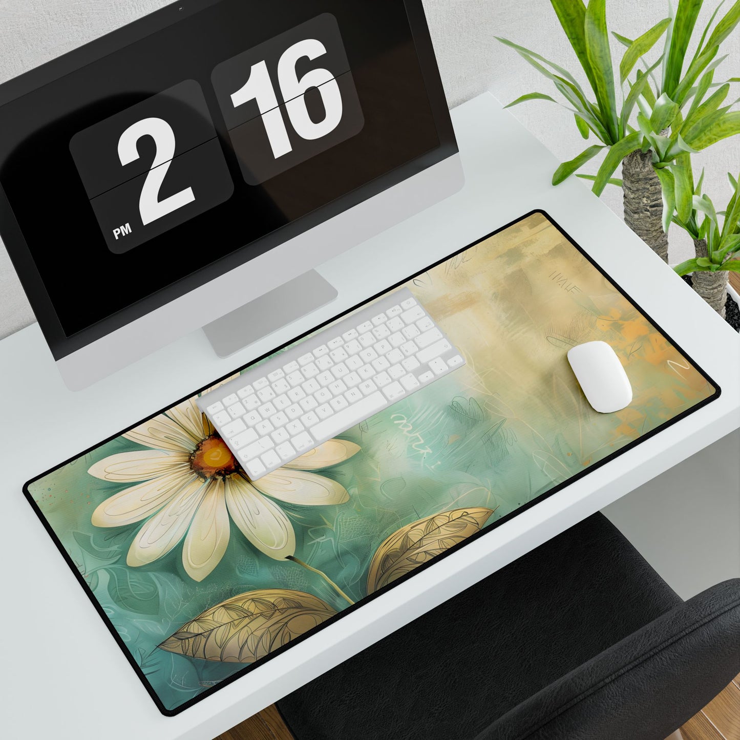 Whimsical Blooming Flower: Growth Mindset in Soft Pinks & Vibrant Reds - Desk Mat