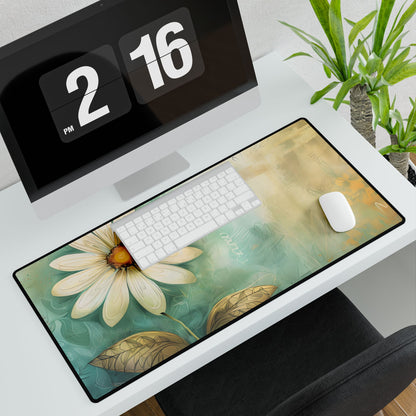Whimsical Blooming Flower: Growth Mindset in Soft Pinks & Vibrant Reds - Desk Mat