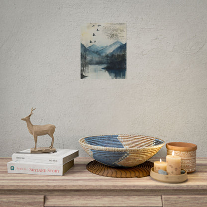 Nature's Serenity: Mountain Lake Birds in Flight Artwork - Poster