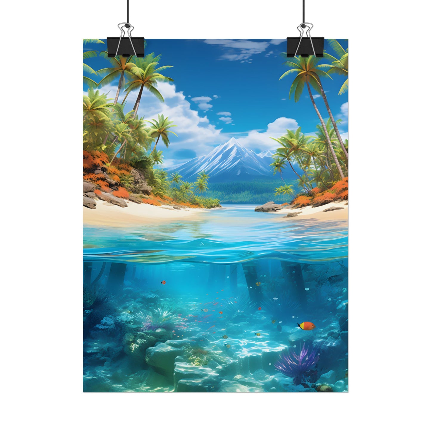 Tropical Paradise Tranquility: Lush Island Getaway Art - Poster