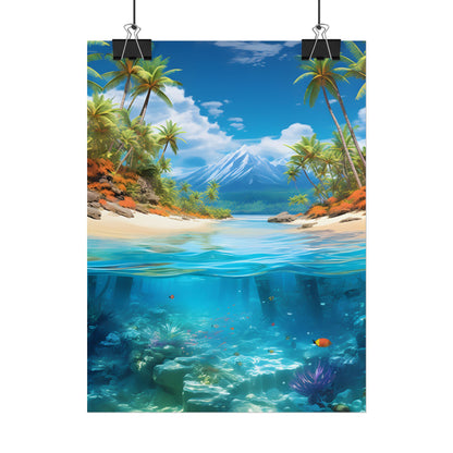 Tropical Paradise Tranquility: Lush Island Getaway Art - Poster