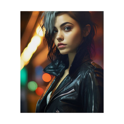 Vibrant Digital Art Print: Teenage Cyberpunk Close-Up - Poster