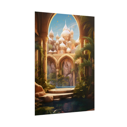 Mythical Desert Oasis: Arabian Nights Inspired Artwork - Poster