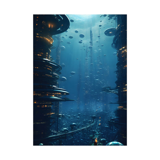 Vibrant Underwater City: Futuristic Urban Landscape - Poster