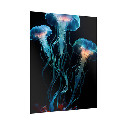 Bioluminescent Oceanic Ballet: Ethereal Underwater Dance - Poster