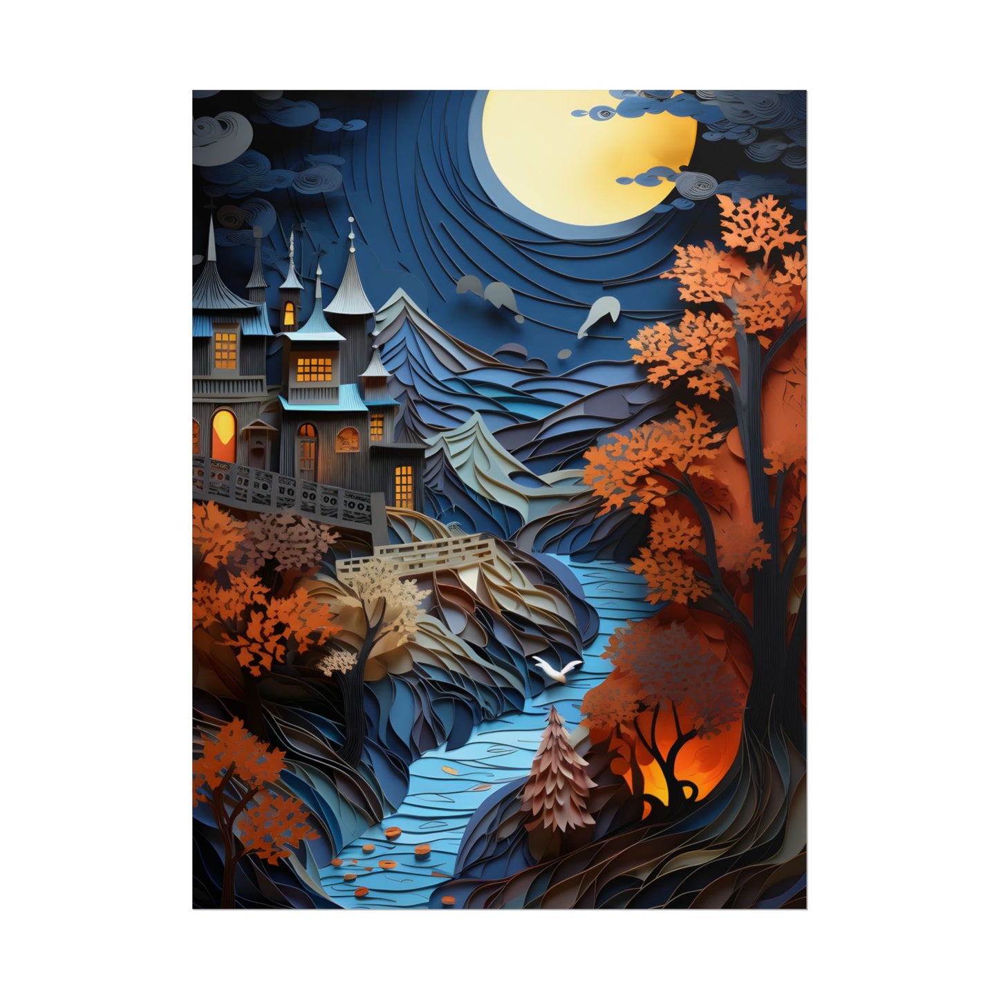 Eye-Catching European Landscape: Realistic Paper Quilling Artwork - Poster