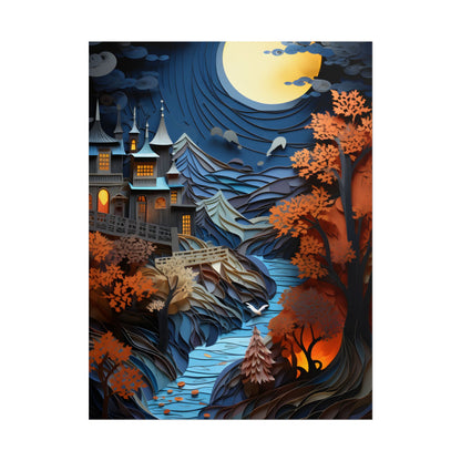 Eye-Catching European Landscape: Realistic Paper Quilling Artwork - Poster