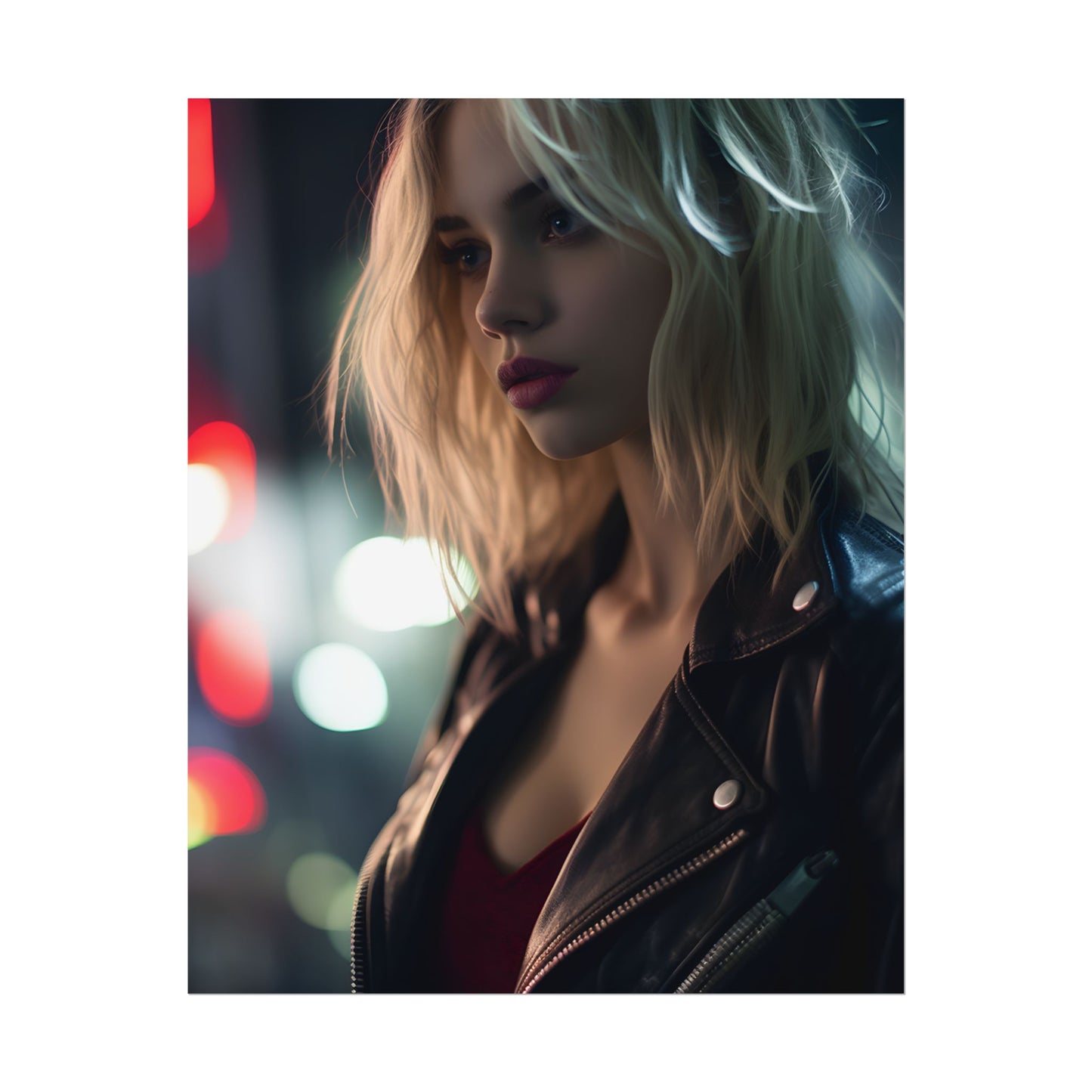 Cyberpunk Youth: Close-Up Portrait - Poster