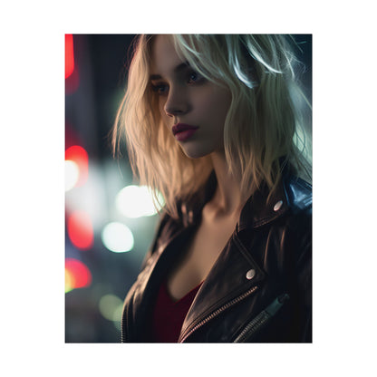 Cyberpunk Youth: Close-Up Portrait - Poster