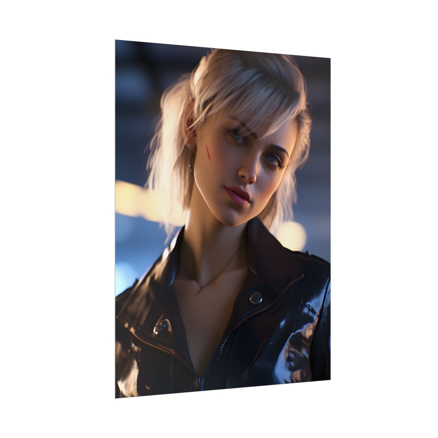 Cyberpunk Teenage Girl: Blonde Digital Art - Poster
