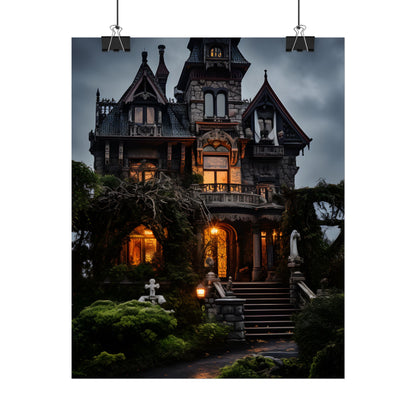 Spooky Victorian Mansion: Atmospheric Haunted Artwork - Poster