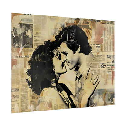Retro Vintage Romance: Couples Newsprint Artwork - Poster