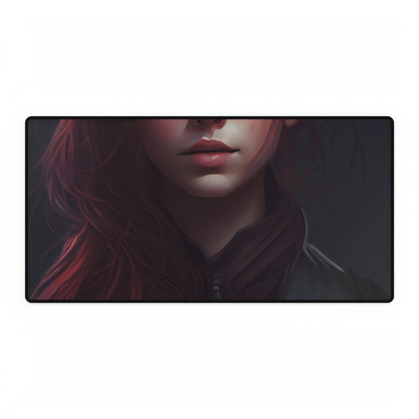 Stunning Redheaded Female Portrait: Elegant Dress Artwork - Desk Mat
