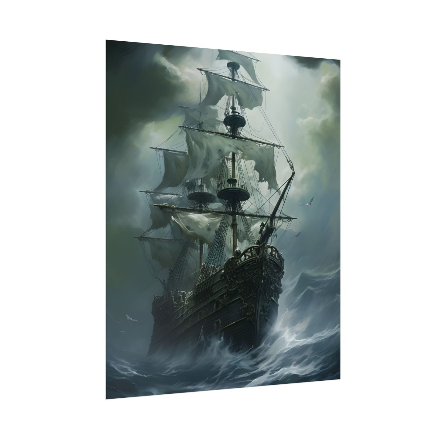 Surreal Pirate Ghost Ship Sailing Ocean - Poster