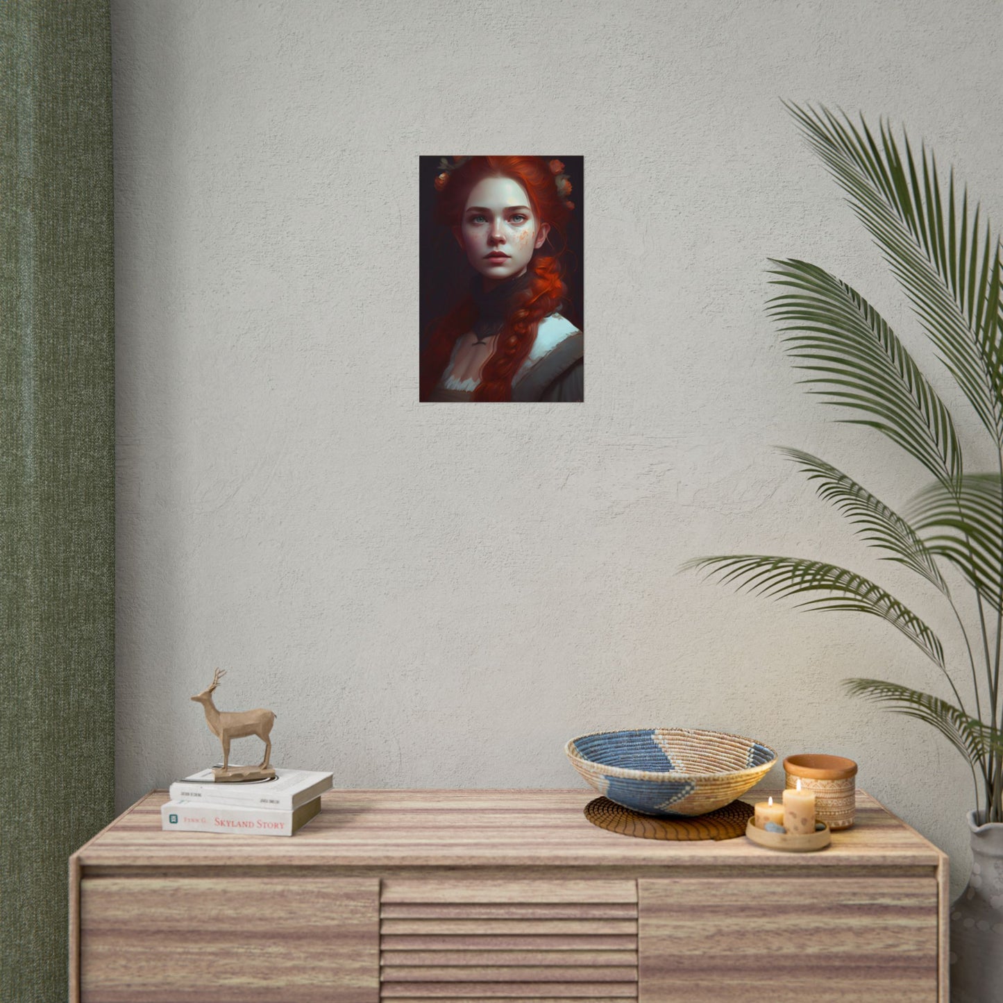 Astonishing Redhead Portrait: Elegant Young Woman in Dress - Poster