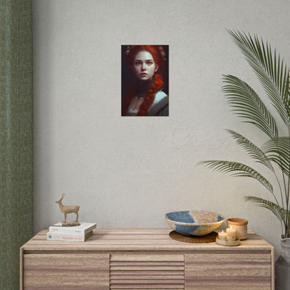 Astonishing Redhead Portrait: Elegant Young Woman in Dress - Poster