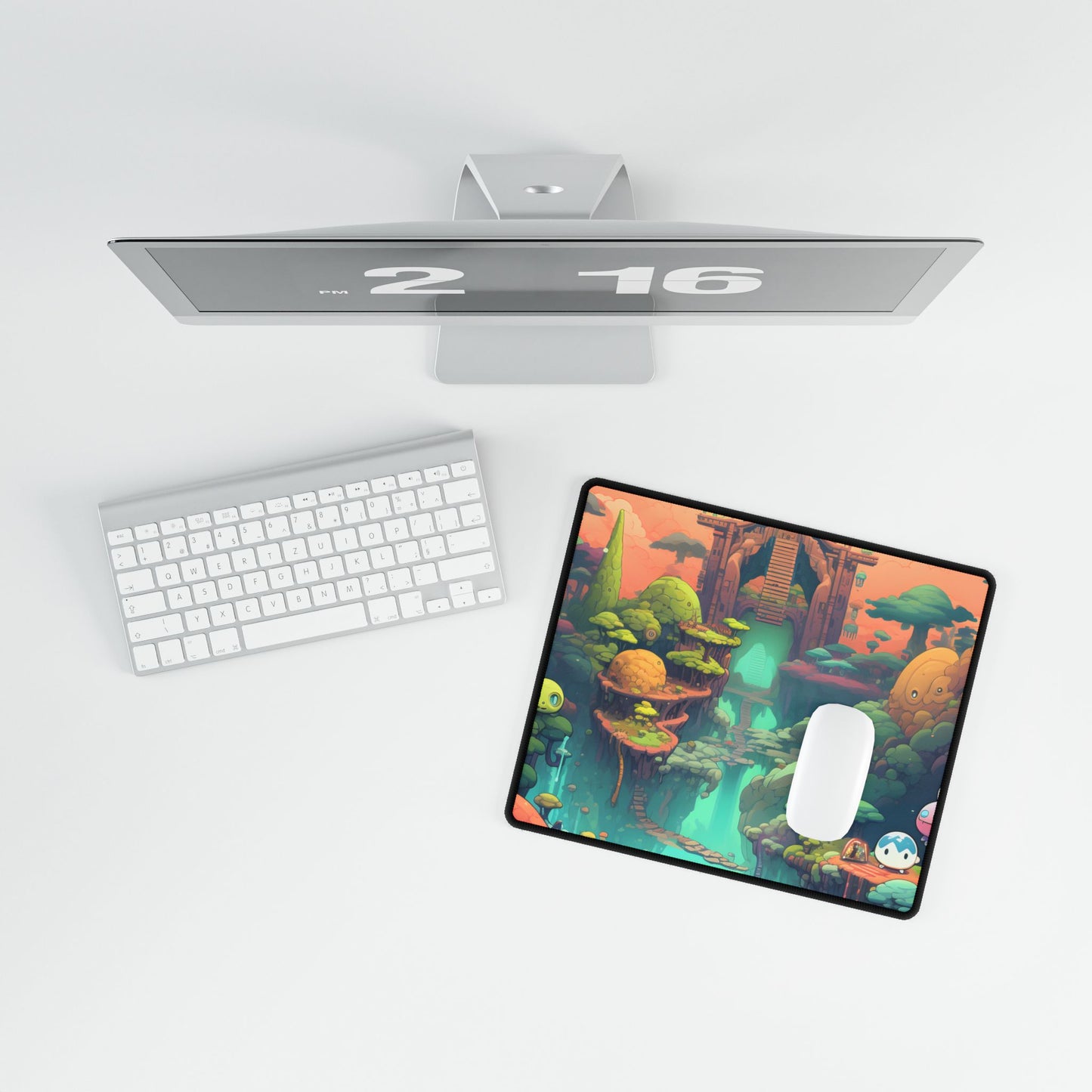 Gamified Pixel Pets: Colorful Cyber Companions - Desk Mat