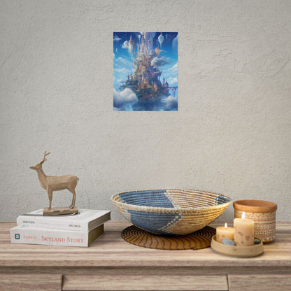 Floating City in Celestial Fantasy Realm: Dreamlike Digital Art - Poster